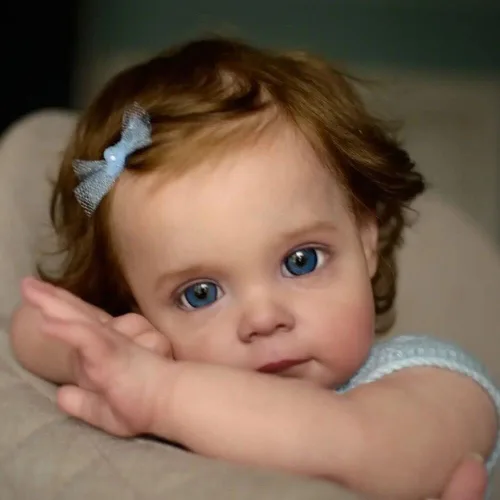Vista 5 de Angelbaby Muñeca de bebé recién nacida de 24 pulgadas con pelo arraigado hecho a mano para niña, muñeca realista de silicona suave y realista
