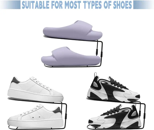 Vista 3 de CiBiZi Organizador de ranuras para zapatos, paquete de 6 organizadores de zapatos de metal, apilables, con doble capa, para un par de zapatos