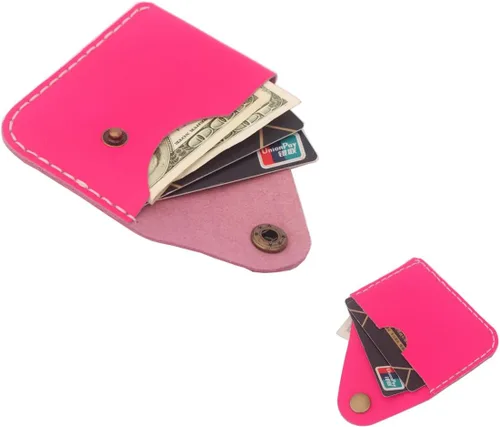 Vista 10 de Leather Card Holder Wallet, Compact Design with Slots for Cards and Cash (light brown)