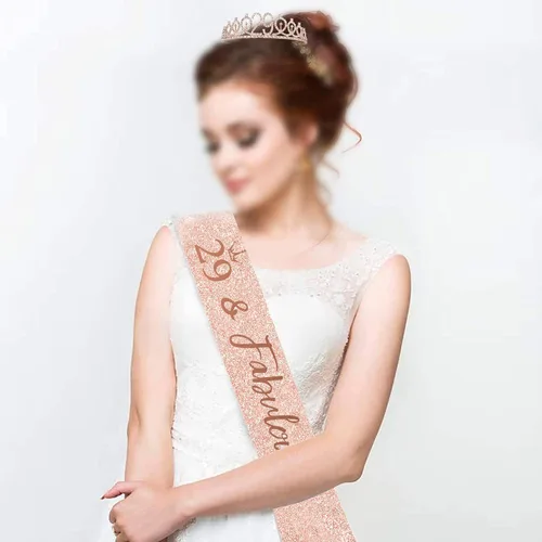 Vista 2 de BRT Bearingshui Fabulosa banda y tiara para mujer, tiara de oro rosa para fiesta de cumpleaños 29