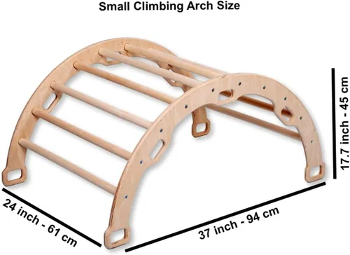 Vista 4 de Arco de escalada Arco de balancín Montessori Balancín de escalada de madera Arco con almohada acogedora Arco de escalada de madera con cojín