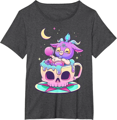 Vista 23 de Kawaii Pastel Goth Cute espeluznante Pentáculo Baphomet - Camiseta de cabra, Negro