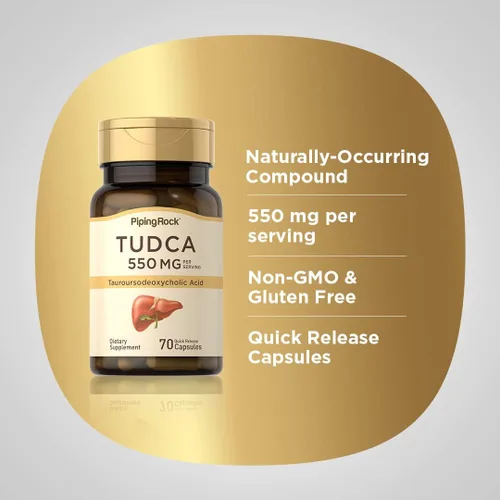 Vista 4 de Suplemento Piping Rock Tudca 550mg 70 Cápsulas Ácido taursodesoxicólico Sin OMG, sin gluten