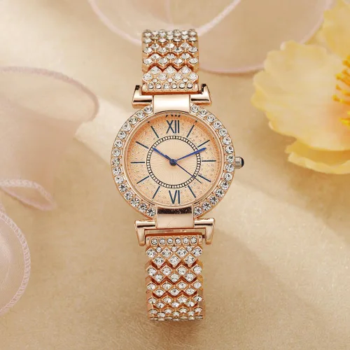 Vista 4 de CdyBox Reloj de pulsera clásico de cristal de lujo para mujer, reloj de pulsera analógico de cuarzo