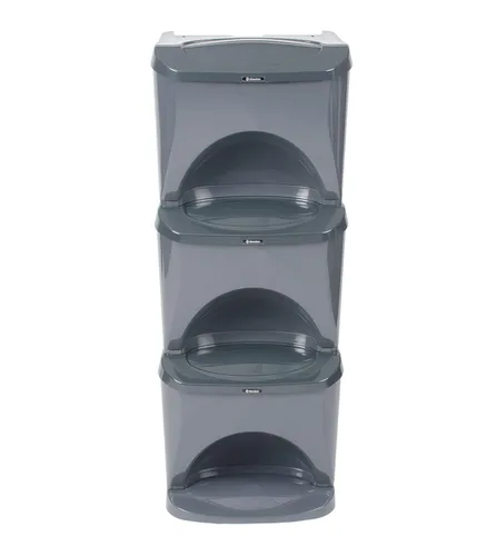 Vista 2 de Nexus Stack - Contenedor de reciclaje de batería de 24 G (gris oscuro, variedad de calcomanías de reciclaje de baterías), contenedores compactos