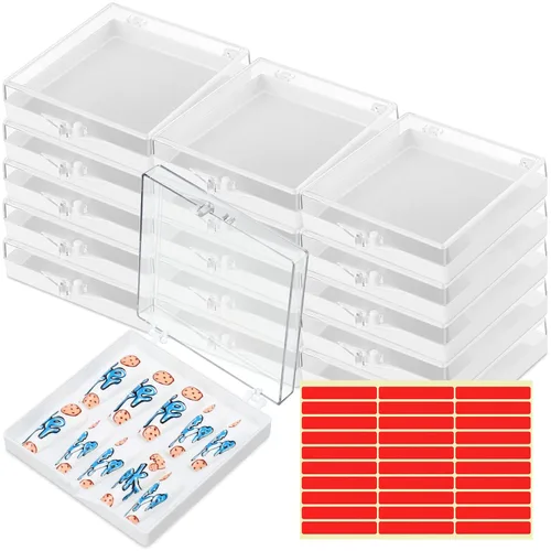 Vista 9 de Landhoow Cajas para uñas a presión de 15 piezas con 30 cintas adhesivas, organizador de almacenamiento de uñas artificiales a presión, organizador