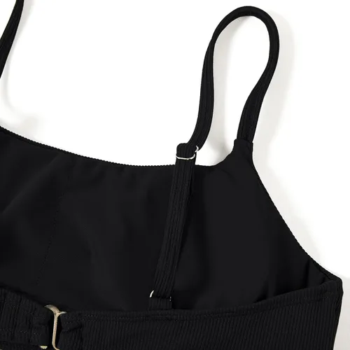 Vista 6 de RXRXCOCO Traje de baño de dos piezas para mujer, con cordones, fruncido, cintura alta, conjunto de bikini