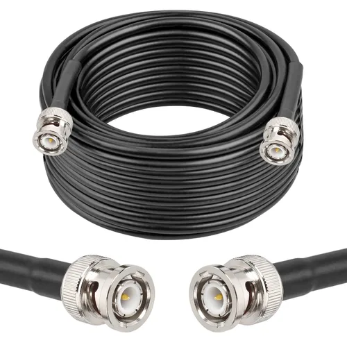 Vista 19 de MOOKEERF Cable BNC - 1 pie 2 piezas RG58 50 ohm macho a macho cables coaxiales de extensión BNC de baja pérdida para antenas, radios RF, módems