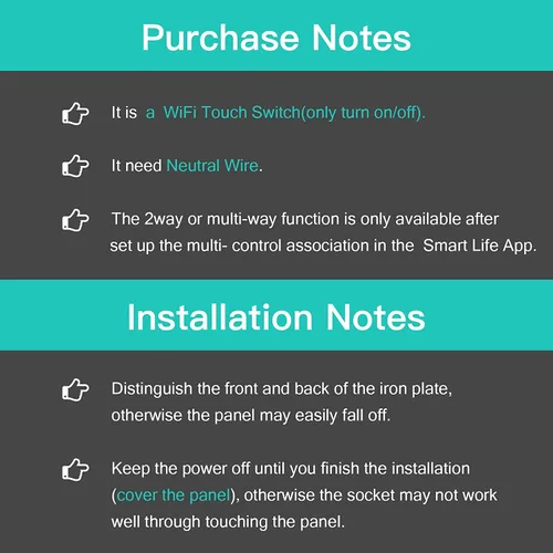 Vista 9 de BSEED - Interruptor de luz inteligente, interruptor táctil WiFi de 1 vía con control de aplicación Smart Life y función de temporización