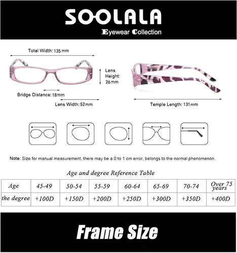 Vista 2 de SOOLALA 3 pares de anteojos de lectura ligeros con bisagra de resorte para mujer