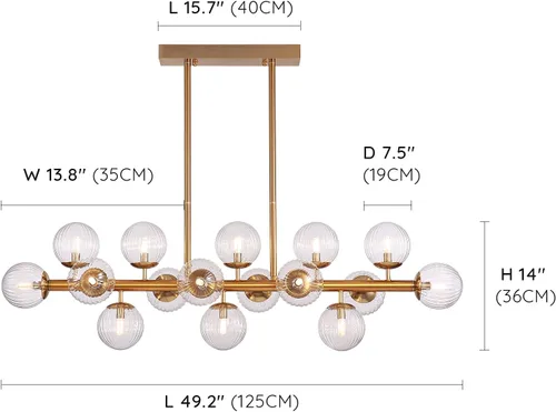 Vista 5 de Siljoy Moderno candelabro de cristal de burbujas dorado semi empotrado de cristal transparente para sala de estar, comedor, cocina, isla de longitud
