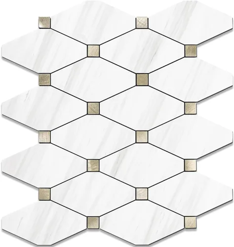 Vista 11 de STICKGOO 1 hoja de salpicaduras de pared para despegar y pegar, adhesivos de azulejos compuestos de aluminio Calacatta, salpicaduras autoadhesivas