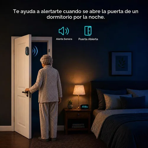 Vista 6 de Alarmas para puerta de piscina para seguridad del hogar, volumen de 0 a 120 dB ajustable con 4 modos, alarma de puerta inalámbrica con control Negro