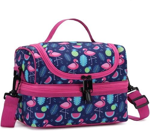 Vista 14 de Chase Chic Bolsa de almuerzo para niños, astronauta negro, poliéster, ligera, bien organizada, a prueba de fugas, 9.4x6.3x6.7 in