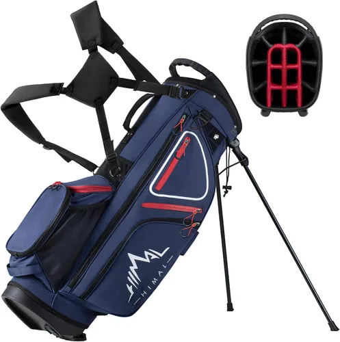 Vista 9 de GoHimal 14-Way Lightweight Golf Stand Bag with Multiple Pockets Golf Bags for Men with Auto-Stand, Smart Storage with 10 Pockets, Ergonomic Padded