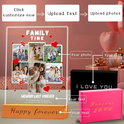 Vista 2 de Marco de fotos acrílico personalizado con foto, regalo personalizado de aniversario para parejas para mujeres y hombres, placa acrílica