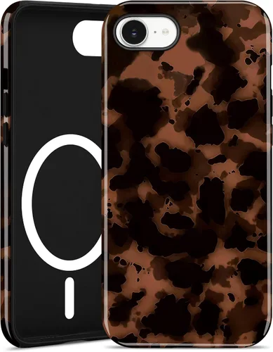 Vista 116 de Jusy Compatible con MagSafe Brown Tortoise Shell Print Phone Case para iPhone 7/8/SE, funda protectora magnética de lujo de TPU suave