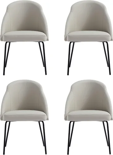 Vista 24 de Manhattan Comfort Gracie - Juego de 1 sillas de comedor modernas de piel sintética, asiento tapizado de piel sintética, patas de acero, espuma