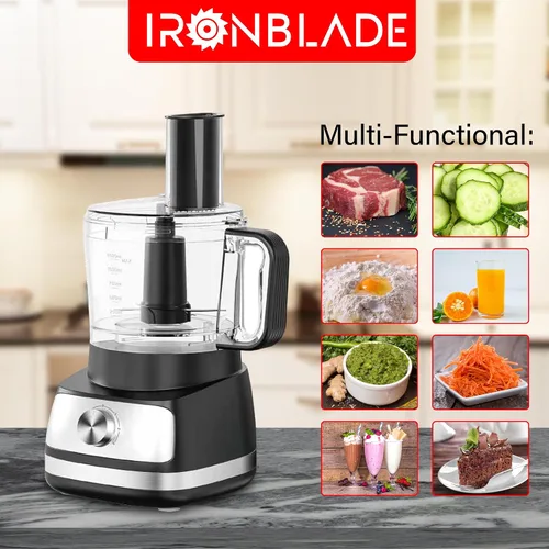 Vista 5 de EMB Serie IronBlade procesador de alimentos 5 en 1, cuenco de 1.5L, control de 4 velocidades, multifuncional para cortar, triturar, picar, amasar