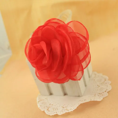 Vista 7 de adorables broches de rosas, clip para el cabello de flores de seda para mujer [joyas], sin metal, Rojo, XOTW05C4