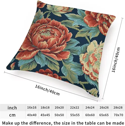 Vista 2 de ArogGeld Chinoiserie - Funda de cojín para sofá, diseño floral de peonía, color verde azulado, verde y rojo, diseño de peonía, diseño escénico