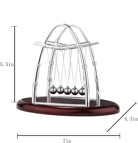 Vista 6 de Newton's Cradle Pendulum 5 Bolas Escritorio Juguete Oficina Decoración del Educativo e iluminador, tiempo de oscilación de 25 a 50 segundos
