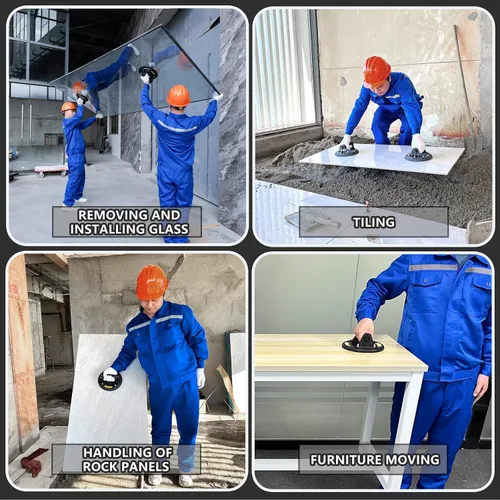 Vista 6 de Paquete de 2 ventosas de vidrio de 8 pulgadas para levantar vidrio grande, carga máxima de 880 libras, ventosas resistentes para vidrio, azulejos