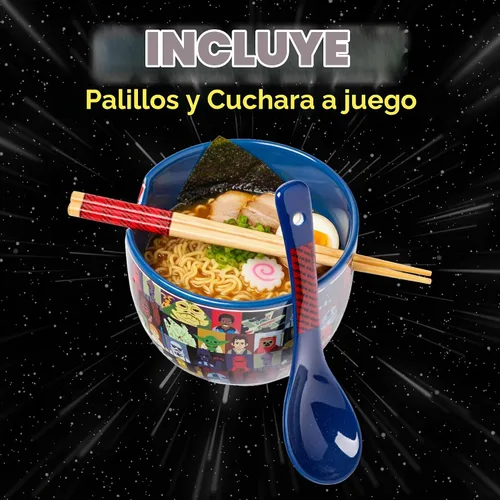 Vista 122 de Silver Buffalo Sanrio Hello Kitty Flowers, cuenco de ramen con palillos Patrón de flores de Hello Kitty