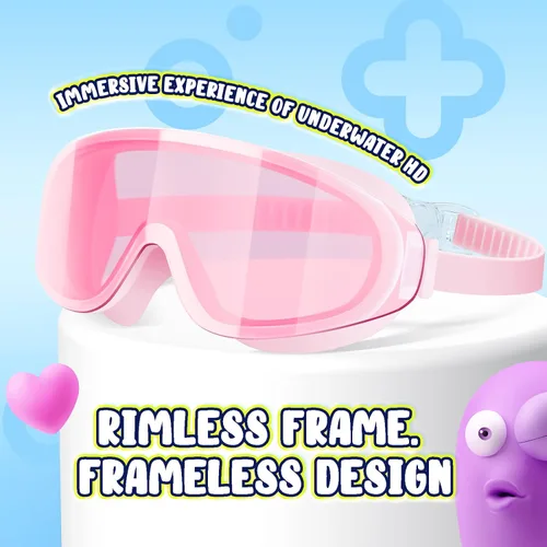 Vista 2 de Dizywiee - Gafas de natación para niños, paquete de 2 gafas de natación sin marco para niños, niños o niñas de 5 a 14 años, gafas de piscina