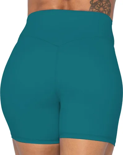 Vista 4 de Sunzel - Shorts de tiro alto para ciclista, sin costuras frontales, para mujer, a prueba de sentadillas, para yoga, entrenamiento, gimnasio, ciclismo