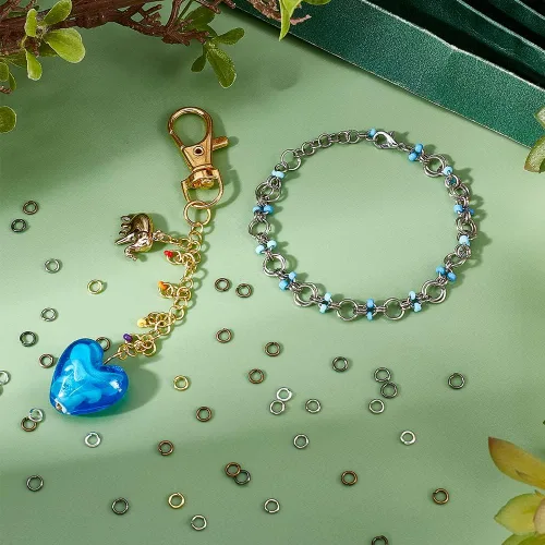 Vista 3 de PH PandaHall Anillo de salto abierto de hierro, 3300 unidades, 6 colores, anillos o sin soldar, 0.157 in, calibre 21, conector de joyería de metal