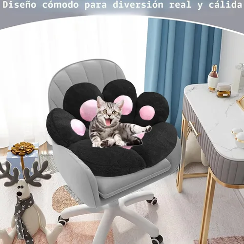 Vista 2 de DOBUONO Cojín Kawaii de pata de gato, cojín para silla de oficina, cómodo cojín de felpa para silla de juegos, cojín de asiento Kawaii para niña