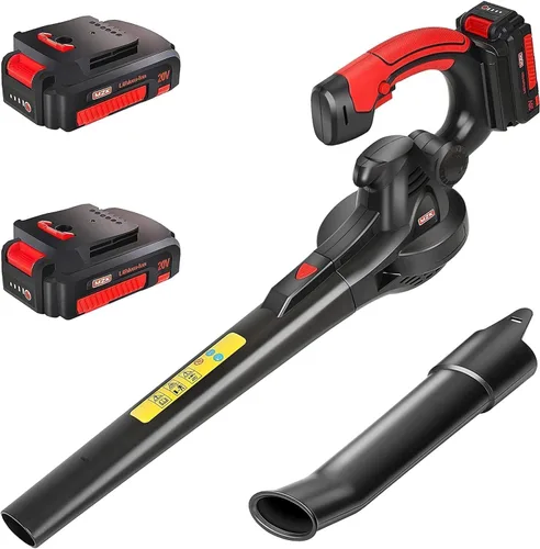 Vista 8 de MZK Soplador de hojas inalámbrico, soplador eléctrico de 20 V con batería para el cuidado del césped, soplador de hojas eléctrico ligero para soplar