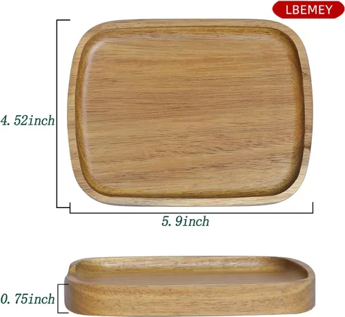 Vista 4 de Soporte de cuchara de madera de acacia de 5.9 pulgadas para estufa, soporte rectangular liso para cuchara de madera para encimera de cocina con pies