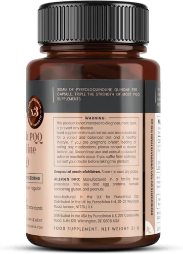 Vista 3 de Triple Strength PQQ (pirroloquinolina quinona) - Masivo 30mg x 60 cápsulas vegetarianas - 300% más fuerte que la mayoría de nuestros competidores