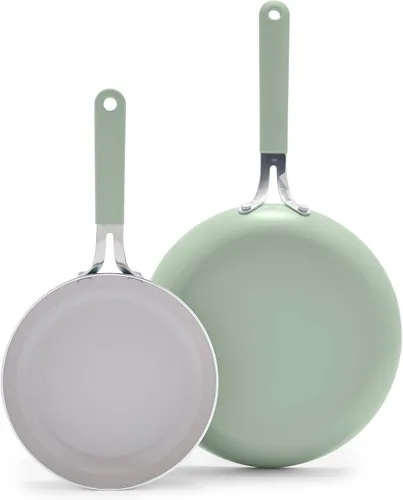 Vista 11 de GreenLife Juego de 2 sartenes de cerámica antiadherente de 8 y 10 pulgadas, sartenes ligeras y saludables sin PFAS, aptas para lavavajillas y horno