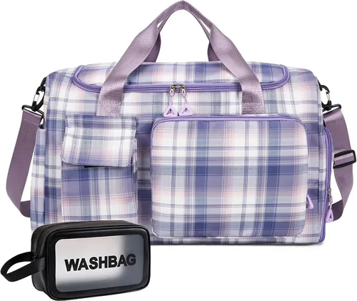 Vista 68 de Bolsa de Gimnasio Pequeña para Mujer, Bolsa de Lona de Viaje, Bolsa de Fin de Semana con Compartimento para Zapatos