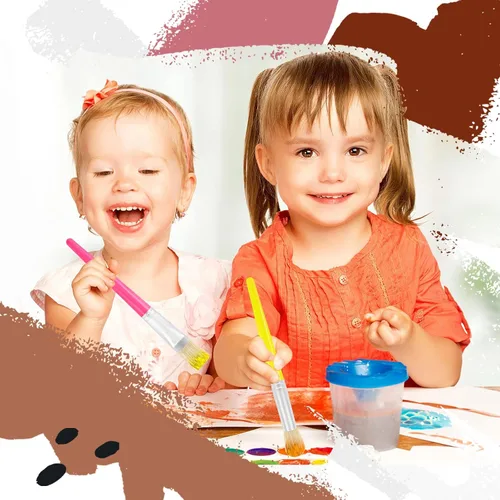 Vista 7 de Pinceles de pintura para niños, 16 piezas de pinceles de pintura gordita para niños, juego a granel para manualidades, preescolar lavables