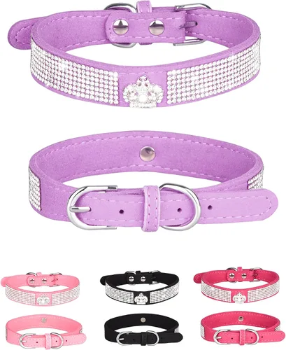 Vista 19 de Bling - Collar de perro para perros pequeños, medianos y grandes, collares de perro con corona de diamantes de imitación para perros hembra y macho