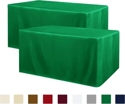Vista 32 de Obstal Paquete de 2 manteles negros ajustables para mesas rectangulares de 4 pies, resistente al agua, lavable, tela de poliéster