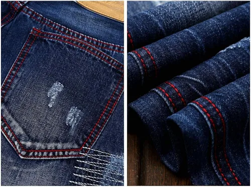 Vista 6 de WEEN CHARM - Jeans para hombre estilo recto ajustado y desgastados