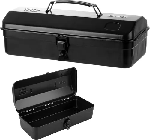 Vista 10 de JMIATRY 12Inch Black Small Tool Box Metal Mini Tool Box with Locking Latch
