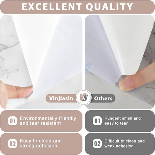 Vista 7 de Vinjiasin Papel tapiz adhesivo de mármol brillante para despegar y pegar, autoadhesivo, impermeable, para encimera, película decorativa extraíble