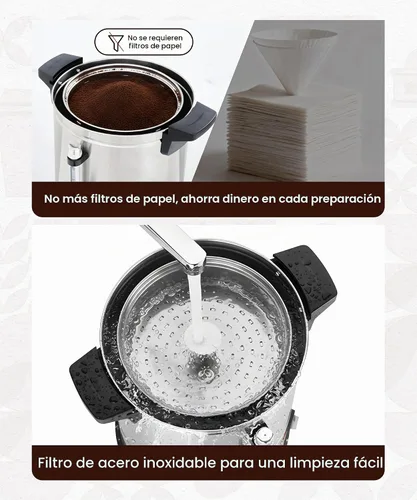 Vista 6 de Commercial Coffee Maker 40-Cup Large Coffee Urn with Percolator Coffee Pot Electric 6L Stainless Steel Fast Brew Hot Water Dispenser for Tea