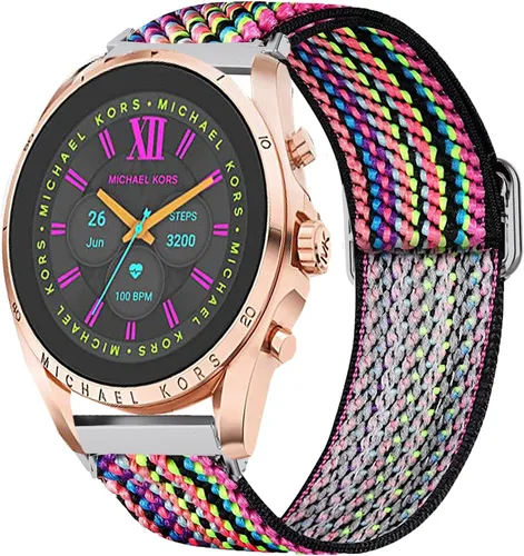 Vista 11 de Lamshaw - Correa elástica ajustable de nailon elástico compatible con Michael Kors Gen 6, Bradshaw Smartwatch/MK Gen 6 Bradshaw 2021