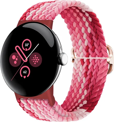 Vista 9 de Correas trenzadas Solo Loop compatibles con Google Pixel Watch 4, 3, 2, 1 de 1.61 pulgadas/1.77 pulgadas, correas elásticas ajustables de nailon