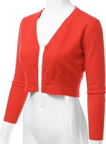 Vista 2 de Cárdigan corto de manga 34 para mujer (S-XXL)
