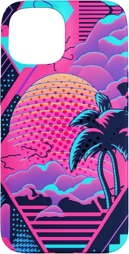 Vista 6 de iPhone 16 Retro Vaporwave Vibes - Funda para amantes de la nostalgia de la música de los años 90