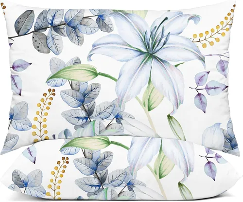 Vista 16 de YIYEA Juego de 2 fundas de almohada estándar de microfibra ultra suave de doble cepillado, fundas de almohada estándar, fundas de almohada florales