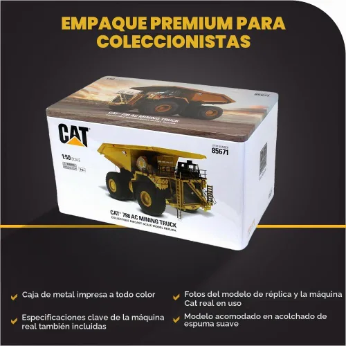 Vista 7 de Camión minero Caterpillar 798 AC 1:50 - Diecast Masters - 85671 - Serie High Line